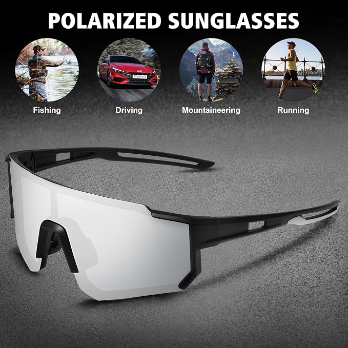 STORYCOAST Polarized Sports Sunglasses for Men Women,Driving Fishing Cycling Mountain Bike Sunglasses UV400 Protection