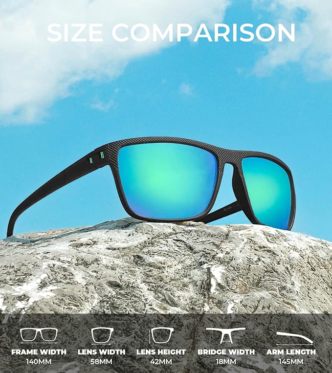KALIYADI Polarized Sunglasses for Men, Lightweight Sun Glasses with UV Protection for Driving Fishing Golf
