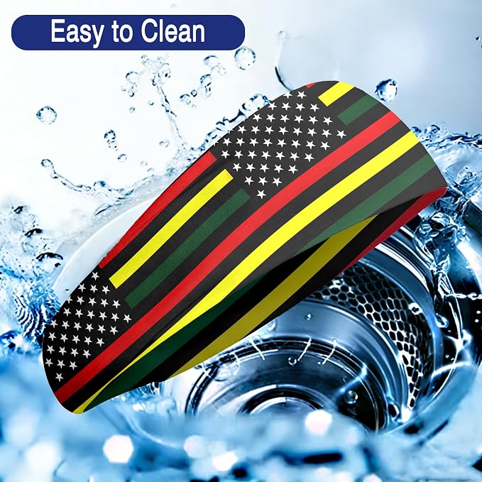 Flag Headbands for Men Women, Moisture Wicking Sweatband Breathable Sports Headwrap, Non-Slip Stretchy Fitness Hair Band