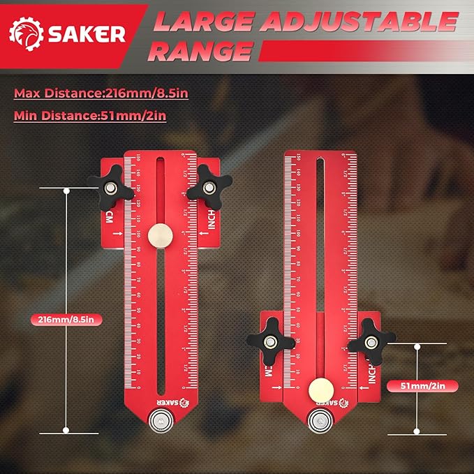 Saker Thin Rip Jig Table Saw Jig Guide, Making Repetitive Narrow Strip Cuts, Fit for 3/4" x 3/8" Slots, for Table Saw Band Saw Router Table(2PCS)