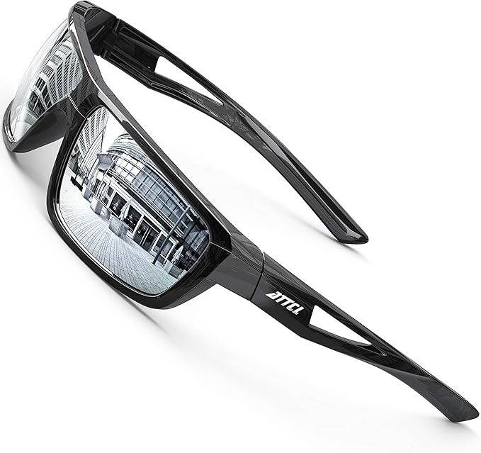 ATTCL Polarized Sunglasses Men Sports: UV Protection Lightweight TR90 Frame Anti-Slip Wrap-Around for Driving Fishing Golf