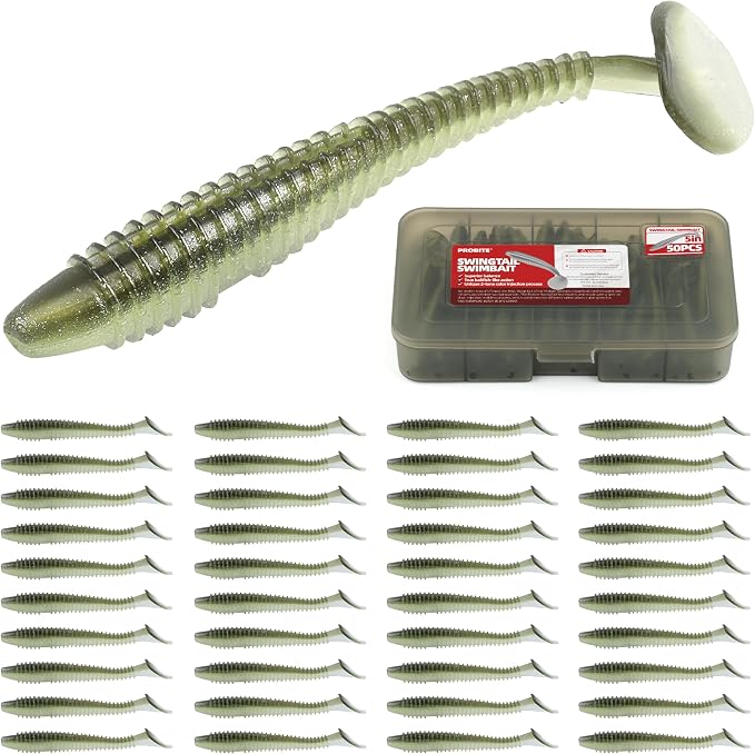 Paddle Tail Swimbaits 100/80/50PCS, 5/4/3/2 inch Soft Fishing Lures Bulk Pack – Durable Lifelike Action Lures for Bass, Trout, Crappie – Freshwater & Saltwater Fishing Gifts