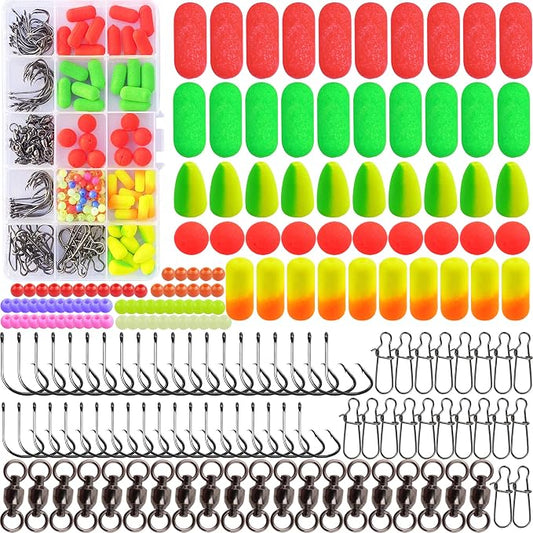 Pompano Rigs Making Kit Surf Fishing Rig Saltwater Fishing Accessories Bottom Rig Parts Pompano Snell Floats Fishing Beads Circle Hooks Fishing Swivels Duo Lock Snaps Pompano Rigs for Surf Fishing
