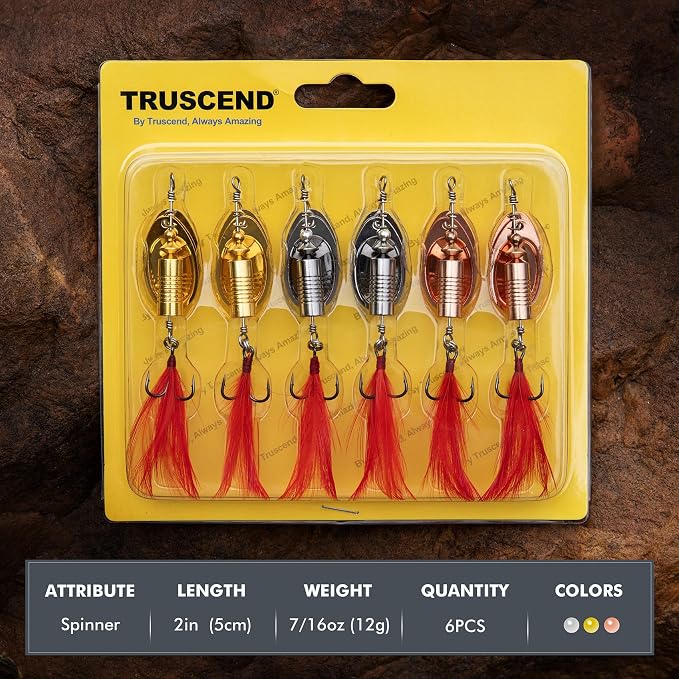 TRUSCEND Vibespinner Easy Catch Fishing Lures with BKK Hooks, Tail Spinner Baits with 4 Actions, Vibrating Swimming Flashing & Jigging for More Bites, Spoon Lures for Bass Trout Crappie Walleye Pike