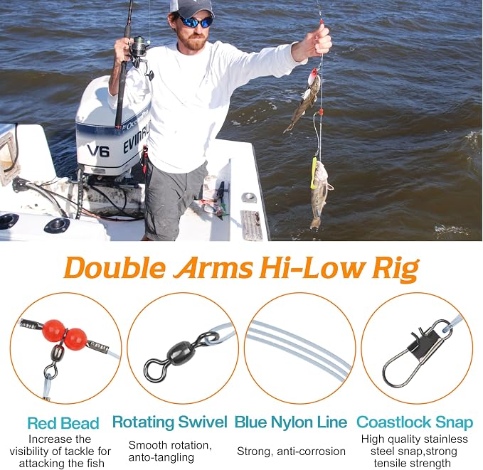 Fishing Leaders Saltwater Tackle Rig Surf Fishing Rigs with Swivel Snaps High Strength Wire Leader Bottom Rigs Fishing Gear Equipment for Lures Bait Hooks