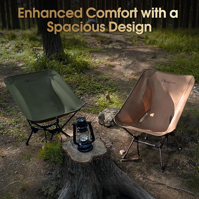 MOON LENCE Camping Chair Plus, Upgraded Comfort & Size, Still Compact and Lightweight, Folding Portable Chair for Backpacking & Hiking, 400Lbs Capacity, Gen 3 Plus (Grey)