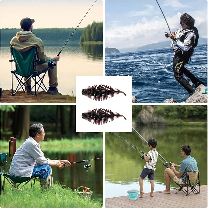 4.15'' Soft Swimbait Fishing Soft Plastic Lures 8pcs/24pcs Double-Color Lure for Bass Fishing Worms for Largemouth Bass