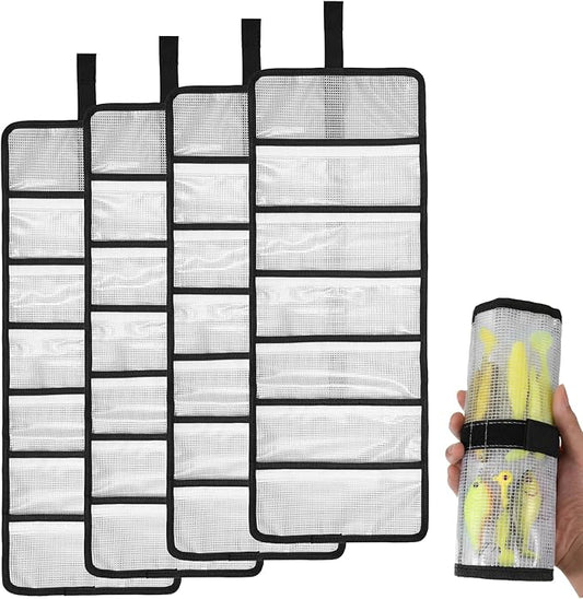4 pcs Roll Up Fishing Lure Wraps Set 25"*9" Lure Bag with PVC Protective Cover Saltwater Hook Covers Fabric Lures Protector Trolling Tackle Box for Mechanics Kitchen Storage Art Sketching