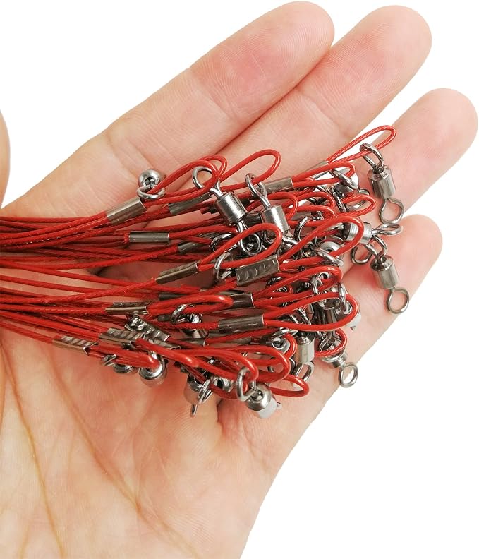 Fishing Wire Leaders for Saltwater: 30pcs Stainless Steel Line Leaders Nylon-Coated 19" - 100 LB High Strength Wire Rig for Shark Barracuda Pike Fishing