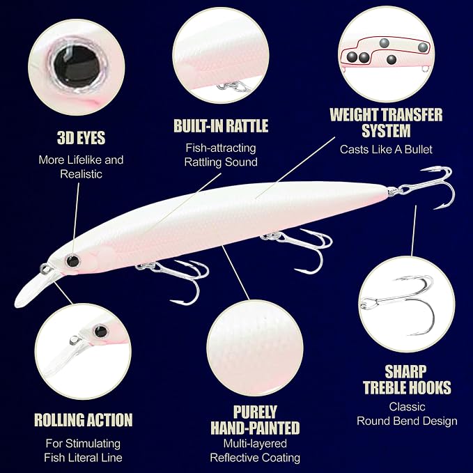 LUCKY CRAFT Surf Pointer 115MR Saltwater Fishing Lures for Halibut and Stripped Bass, Long Casting Jerkbait, Sinking Surf Fishing Gear, Fish Accessories for Tackle Box