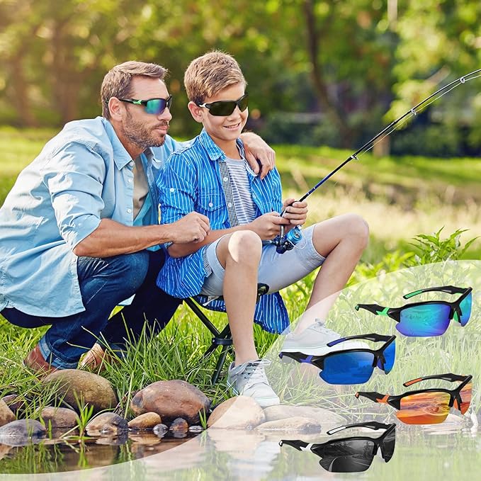 4/5Pack Polarized Sports Sunglasses for Men Women Baseball Cycling Running Fishing UV Protection Sun Glasses