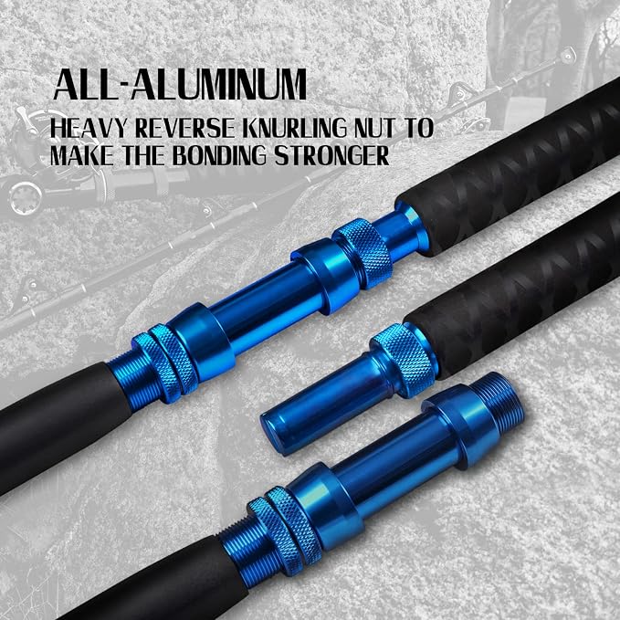 Fiblink 2-Piece Saltwater Offshore Heavy Bent/Straight Butt Trolling Rod Fishing Roller Rod Conventional Boat Deep Sea Fishing Pole (5'1"/5'6"/6'/6'6",30-50lb/50-80lb/80-120lb)