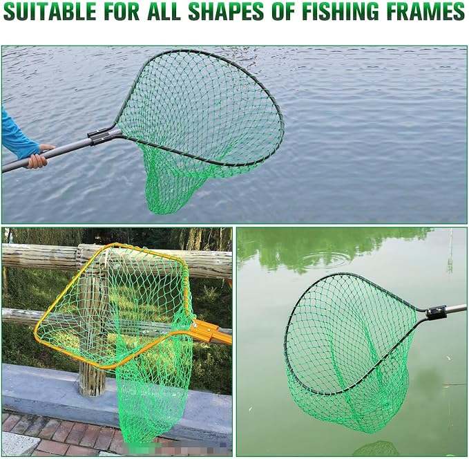 Dovesun Fishing Net Fish Landing Net Foldable Fishing Replacement Net for Freshwater Saltwater Fishing Net Replacement Netting Green/Black 2 Colors Handle/Frame Not Included