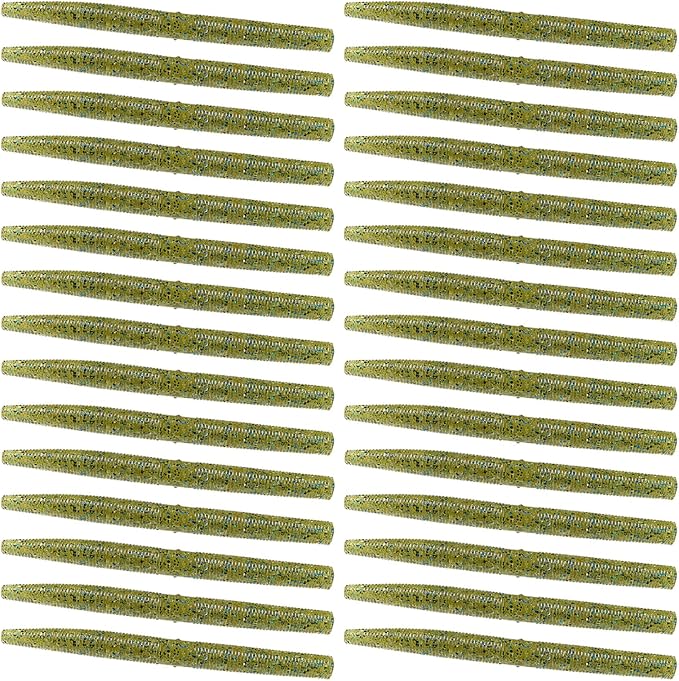 30Pcs Artificial Soft Baits Earthworm Salts Scent Soft PVC Stick Baits Slow Sinking Wobblers Elastic Soft Noodles Lures