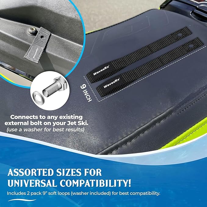 WavesRx Soft Loops Jet Ski Cleats | Secure Loop Straps for Attaching Docking Bumpers, Fenders, Anchoring Line, Bungee & Dock Rope to your Jetski | Must-Have PWC Accessory for Your Waverunner or Seadoo