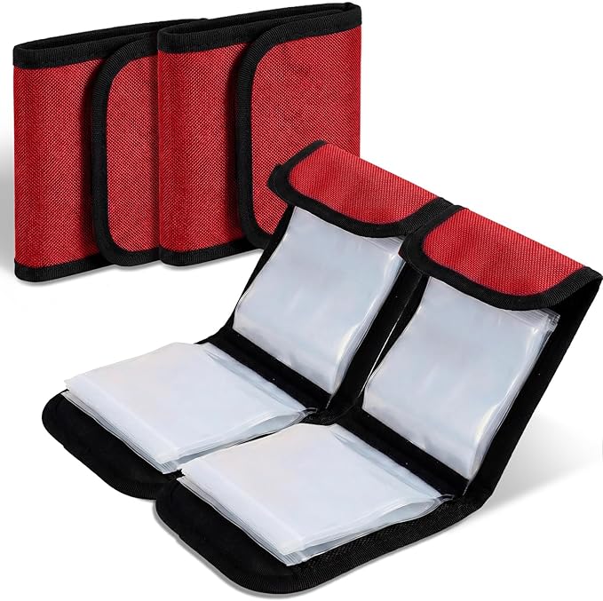 2 Pack Fishing Tackle Binder 20 Pockets Fly Fishing Leader Tippet Line Wallet Leader Organizer Case Lure Storage Bag for Pre-tied Rigs, Leaders, Soft Baits and Lines(Red)