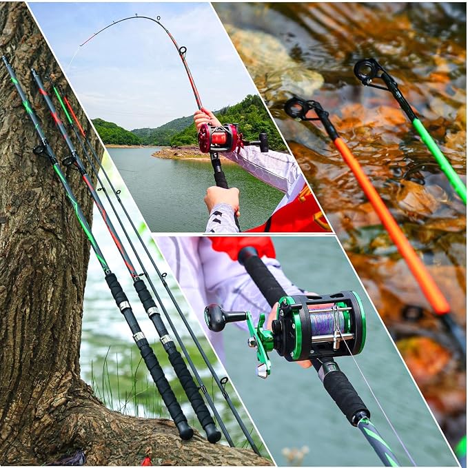 Sougayilang Spinning Rods, Strong Carbon&Glass Composite Fishing Pole with Stainless Steel Line Guides for Catfish- 7'0"