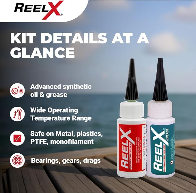 ReelX Fishing Reel Grease, Marine-Grade Anti-Rust Lubricant for Bearings, Spinning, Baitcasting, Spincast, Fly, Trolling & Electric Reels, Corrosion Prevention & Control