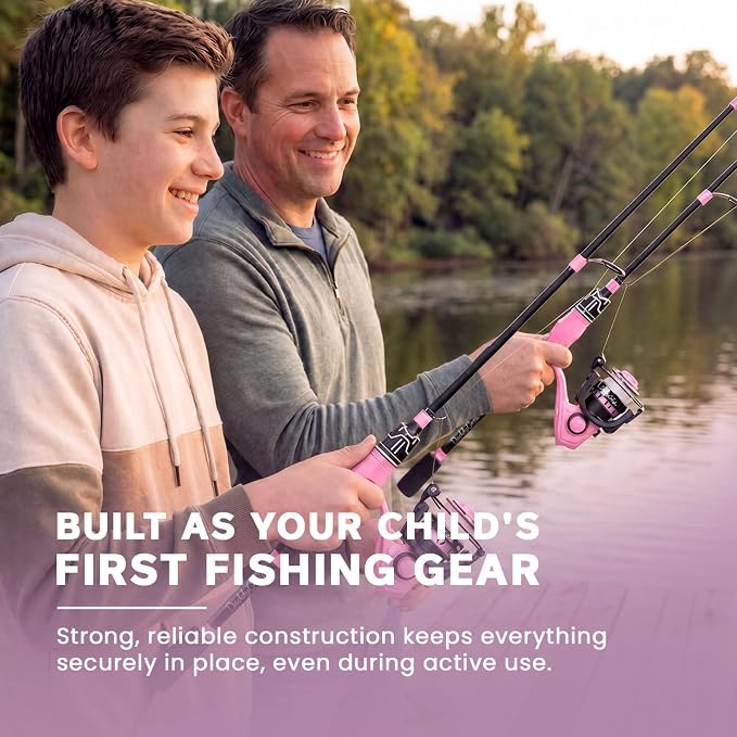 DaddyGoFish Spinning Fishing Rod and Reel Combo Set with Tackle Box | Kids Fishing Pole | Carbon Fiber Telescopic Fishing Rod Kit | Spinning Reel for Travel Saltwater Freshwater Fishing Gear Kit