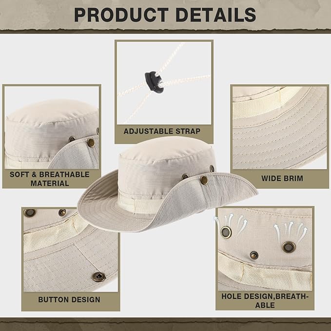 Xtinmee 20 Pcs Boonie Hat Bulk Wide Brim Bucket Hat Safari Hats Outdoor Sun Hats for Hiking Camping with Adjustable Strap