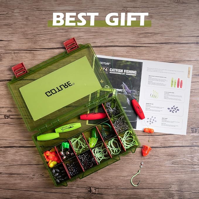 Goture Catfish Rig Making Kit,274pcs/300pcs Catfishing Tackle with Luminous Fishing Hook Swivel Sinker Weights Rattle Float Bobber Stoppers,Catfish Rigs Accessories with 3600 Tackle Box,Gifts for Men