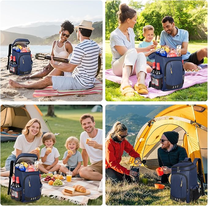 Cooler Backpack- 40 Cans Insulated Backpack Cooler for Men & Women Portable Leak Proof Lunch Backpack Cooler Bag for Beach Picnic Travel Work Camping Hiking-Blue
