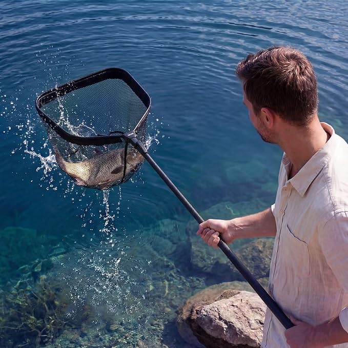 VEVOR Fishing Net, Landing Nets with Telescopic Handle Lightweight and Stronger Fish Gear, Durable and Fish-Friendly, for Kayak, Boat, Bank, Pond