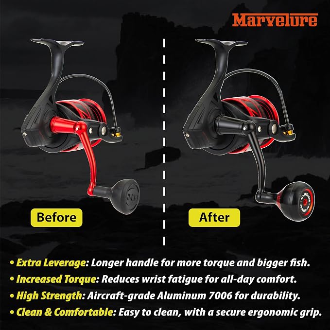 Foldable Power Handle for Penn Fierce III IV, Battle III HS Spinning Reel Replacement Handle (Not for Fierce Live Liner)