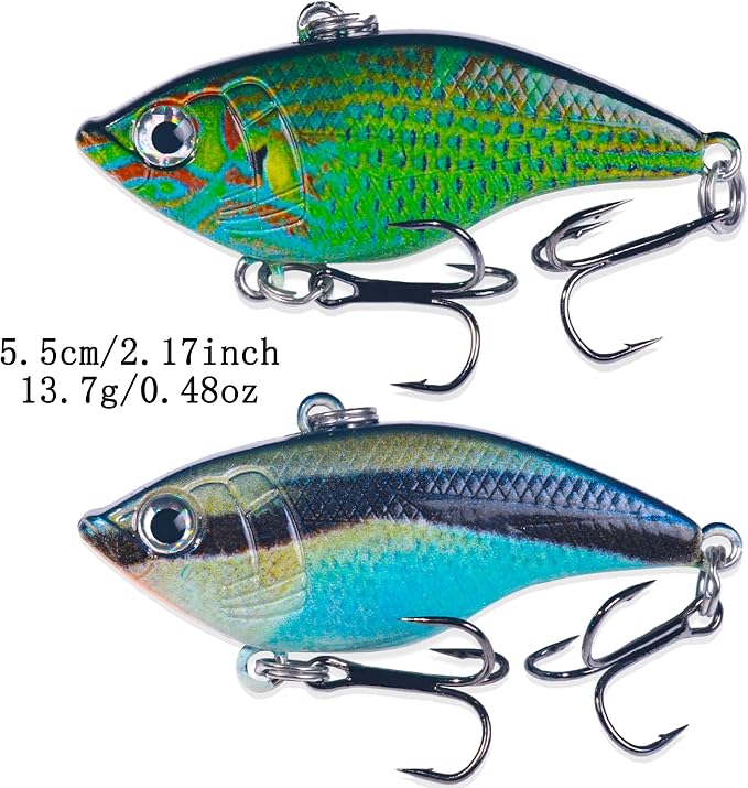 Lipless Crankbait, Rattle Trap Fishing Lures for Freshwater Saltwater, Lipless Crankbaits for Bass Fishing Lure Set for Bass Trout Walleye Redfish Pike, 5pcs with Box