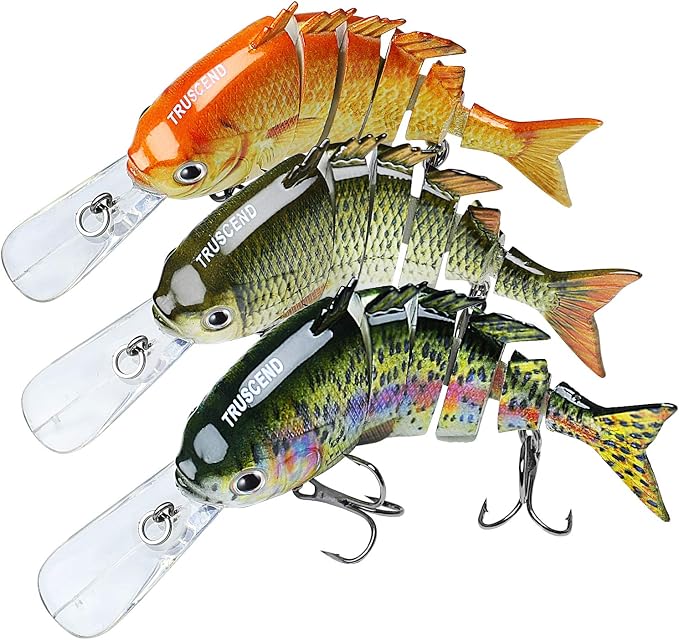 TRUSCEND Swimmax Easy Catch Fishing Lures with BKK Hooks, Wiggling, Vibrating, Rattling and Gurgling for More Bite, Heavy-Duty Dyneema Fiber Jointed Swimbaits for Bass, Trout, Walleye, Crappie, Pike