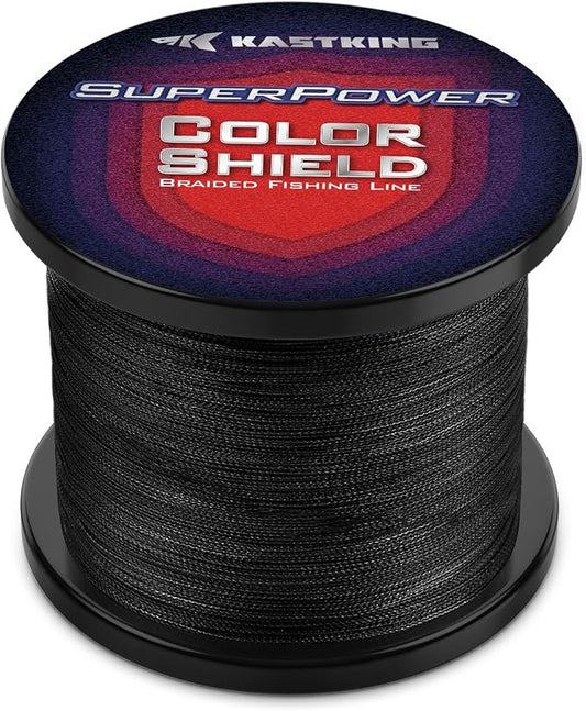 KastKing Superpower ColorShield Braided Fishing Line - Colorfast Braided Line, 100% Solution Dyed UHMWPE Fiber, Smooth & Strong Superline, Near Zero Stretch, Sensitive, High Abrasion Resistance