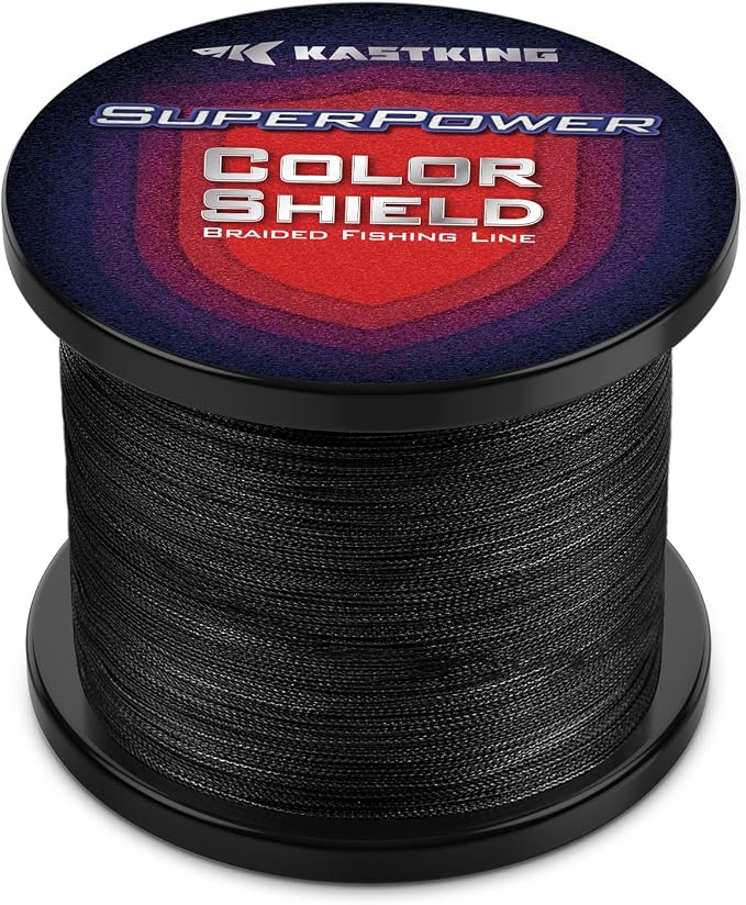 KastKing Superpower ColorShield Braided Fishing Line - Colorfast Braided Line, 100% Solution Dyed UHMWPE Fiber, Smooth & Strong Superline, Near Zero Stretch, Sensitive, High Abrasion Resistance
