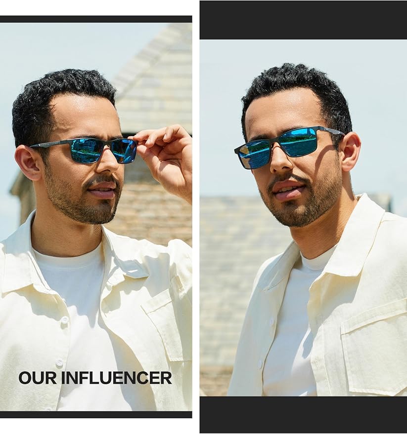 BIRCEN Polarized Mens Sunglasses for Driving: UV Protection Al-Mg Metal Sunglasses Lightweight Shades for Fishing Travel Golf