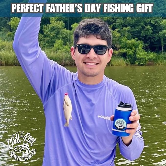 Made in USA | Fishing Can Cooler from Shark Tank | Fishing Gifts for Men & Gifts for Dad Who Has Everything | Boating Must Haves | Retail Box Packaging | Blue