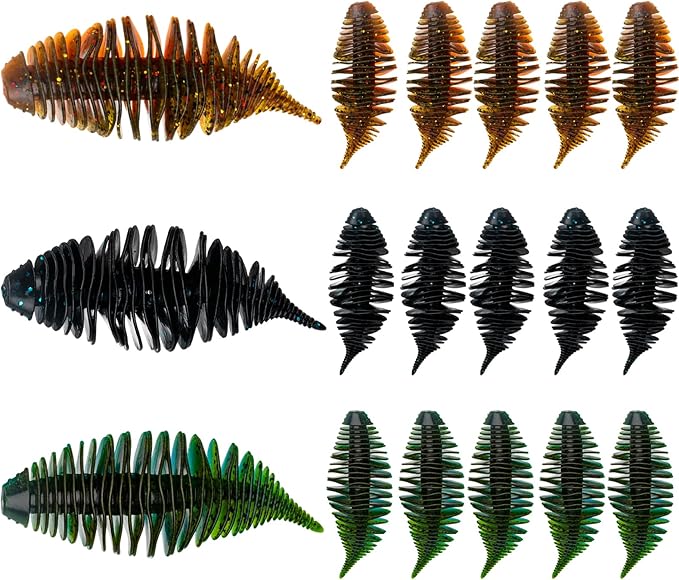 THKFISH Soft Swimbait 5/6 PCS or 15/18 PCS Soft Plastic Fishing Lures Bass Lures Swim Baits Lures for Bass Fishing Worms for Bass