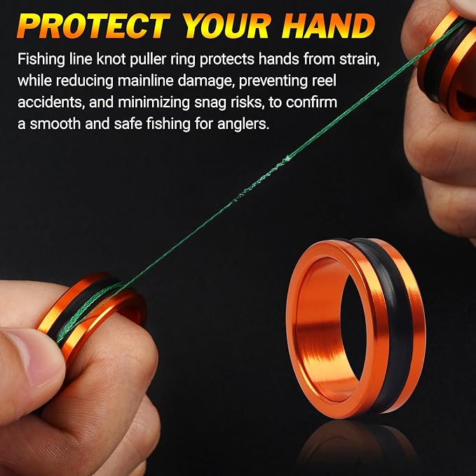 SILANON 2pcs Fishing Line Puller Ring, Fishing Knot Tying Tool Alloy Line Dragger Tightener Ring FG GT Knot Puller Tool Assist Fishing Line Knotting Grippers Device for Tying