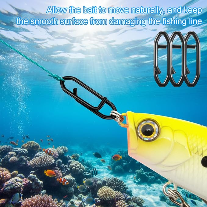 50 Pack Speed Clips for Fishing Lures, 25LB High Strength Fishing Speed Clips 304 Stainless Steel Quick Clip Lure Connectors for Freshwater and Saltwater Crankbait Tackle Snaps Power Snap Clip