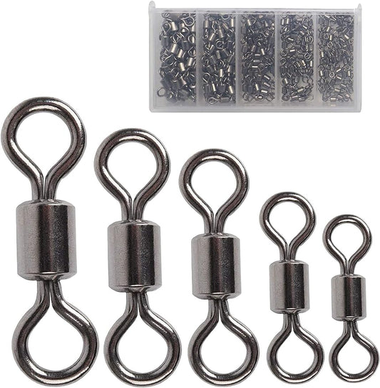 Fishing Barrel Swivels Set, 210pcs Rolling Bearing Snap Connector for Saltwater Freshwater Fishing