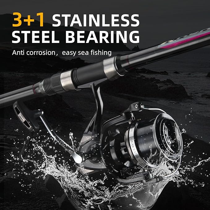 Big Game Surf Spinning Fishing Reel 8000/12000,20KG Drag Power Backlash-Free Bearings,Metal Reel Seat,Zinc Alloy Gear for Saltwater Inshore and Offshore Fishing
