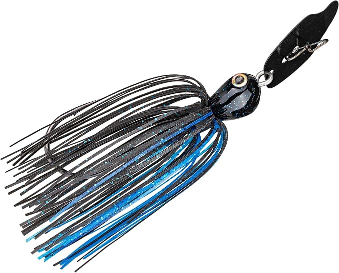 Strike King Thunder Cricket Fishing Lure, Vibrating Swim Jig, Silver Blade, 4/0 Jungle-Style Flipping Hook