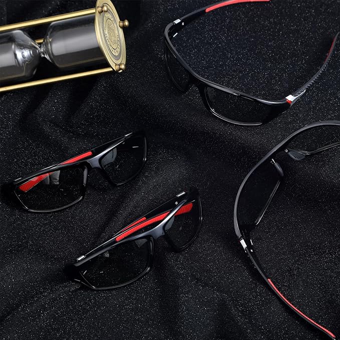 TOODOO 4 Pairs Men Polarized Sunglasses with UV Protection Driving Glasses Sports for Sport Outdoor Activities