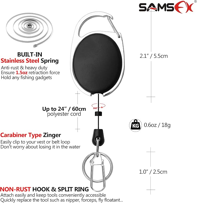 SAMSFX Fishing Knot Tying Tool, Multifunctional Fly Fishing Nippers with Retractor, Fishing Line Knot Tyer, Fast Tie Nail Knots, Tackle Box Accessory