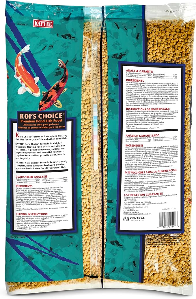 Kaytee Koi’s Choice Koi Floating Fish Food, for Koi, Goldfish and Pond Fish, 10 pounds (Pack of 2)