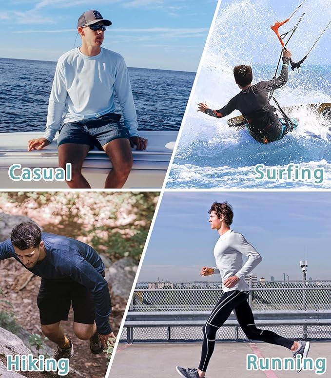 NORTHYARD Men's UPF 50+ Rash Guard Hoodie Long Sleeve Sun Protection Shirt Fishing Swim Beach Hiking Quick Dry Lightweight