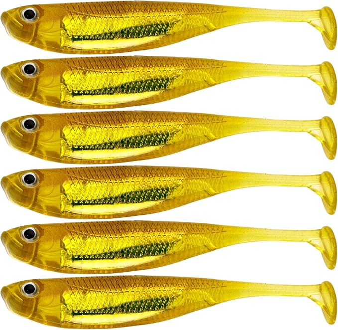 QualyQualy Soft Plastic Swimbait Paddle Tail Shad Lure Soft Bass Shad Bait Minnow Paddle Tail Swim Bait for Bass Trout Walleye Crappie - 2.75in, 3.14in, 3.94in, 5in