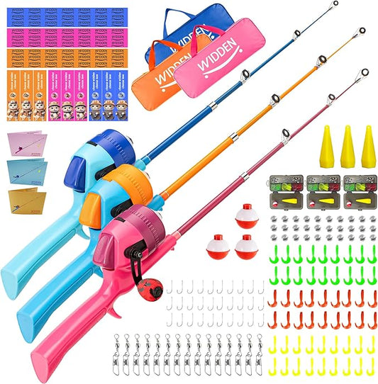 Kids Fishing Pole, Telescopic Fishing Rod, Toddler Collapsible Fishing Rod and Reel Combo with Tackle Box, Fishing Line, Bobber, and Soft Lures for Boy, Girl, Youth, Beginner, Over 4 Years Old