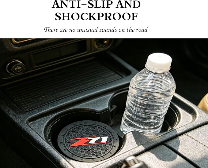 2 Pack Chevy Z71 Car Cup Holder, Non-Slip Cup Coasters for Colorado Silverado Fashion car Interior Accessories,Decorative Car Cup Mat, Diameter 2.75 Inch