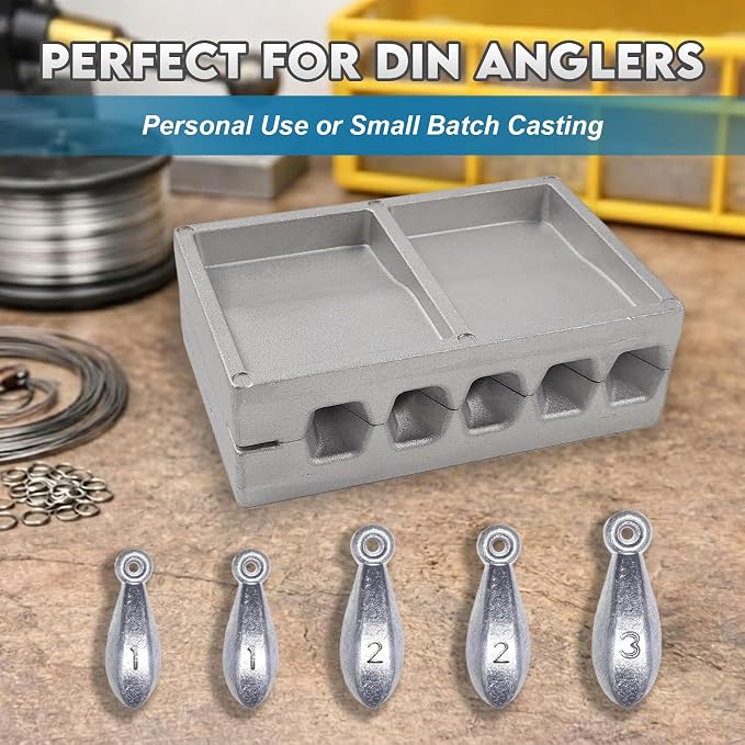 Eupheng Bank Sinker Mold with 5 Cavities, 1 oz / 2 oz / 3 oz Fishing Weight Mold for DIY Lead Sinkers