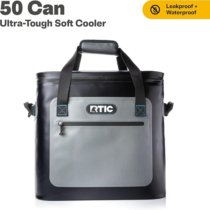 RTIC Ultra-Tough Soft Cooler 50 Can, Insulated Bag Portable Ice Chest Box for Lunch, Beach, Drink, Beverage, Travel, Camping, Picnic, Car, Trips, Floating Cooler Leak-Proof with Zipper