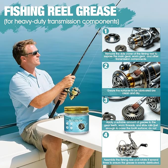 Fishing Reel Oil and Grease Kit, 60ml Fishing Reel Oil and 100ml Fishing Reel Grease High-Efficiency Lubrication Precise Maintenance Waterproof Long-Lasting for Various Fishing Reels